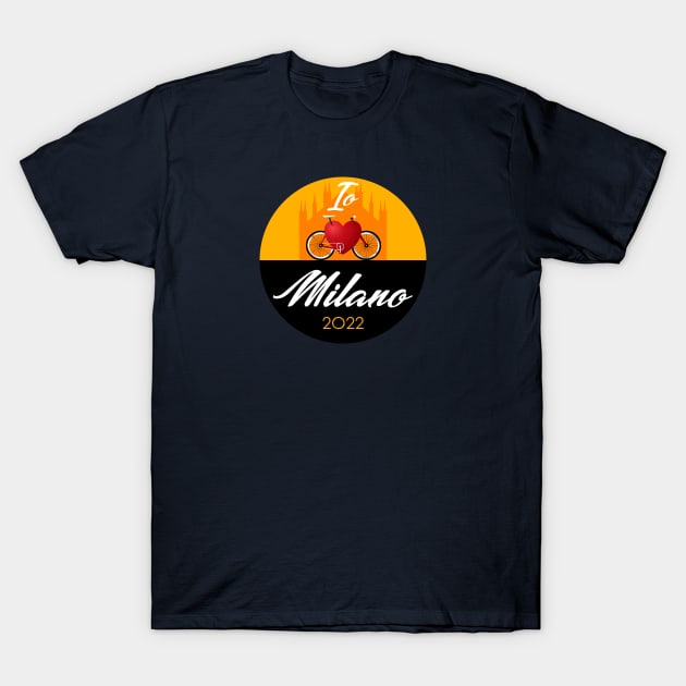 Io ❤️🚲 Milano (Yellow) T-Shirt by Glap